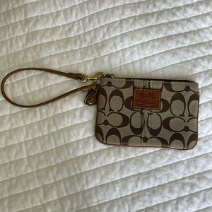 Coach Brown and Tan Signature Wristlet